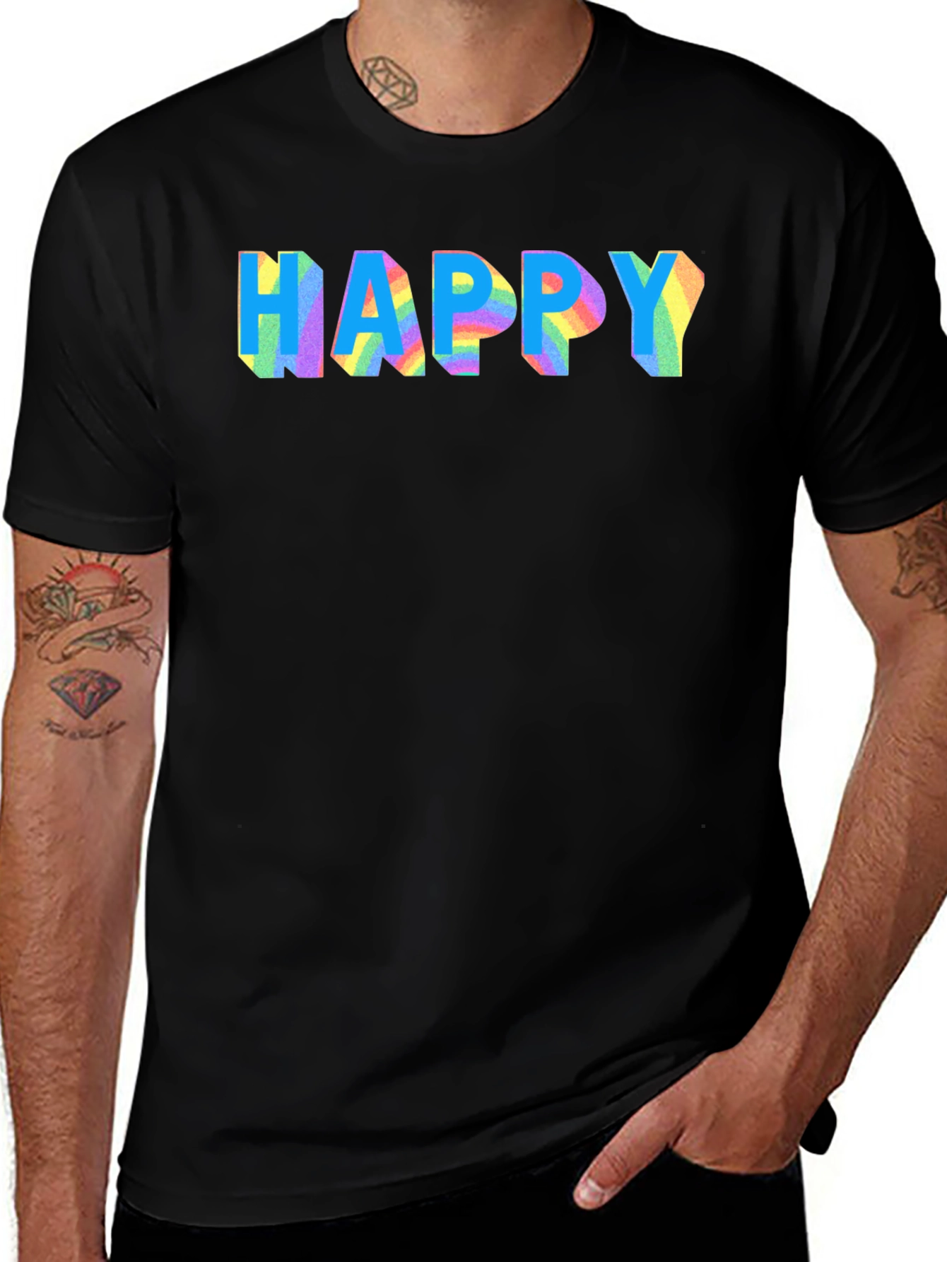 Variant 23 of Rainbow HAPPY Graphic T-Shirt