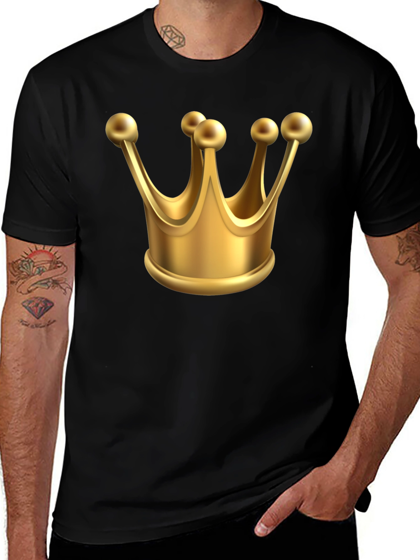 Variant 27 of Golden Crown Graphic Tee - Stylish Black T-Shirt