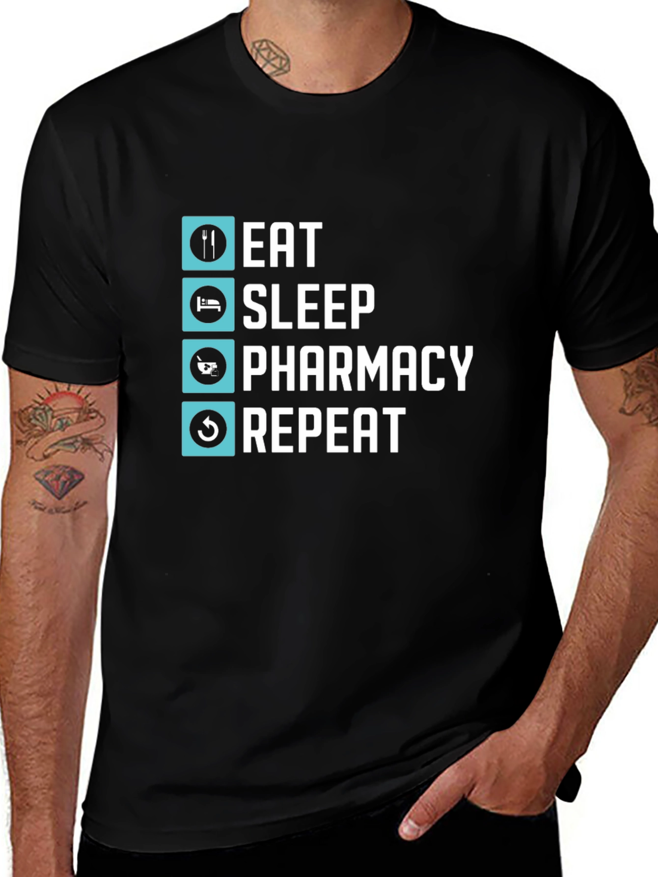 Variant 15 of Eat Sleep Pharmacy Repeat T-Shirt - Pharmacist Life Tee