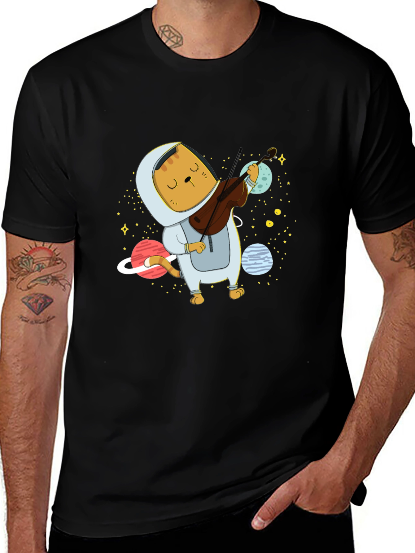 Variant 8 of Astronaut Cat Playing Violin T-Shirt