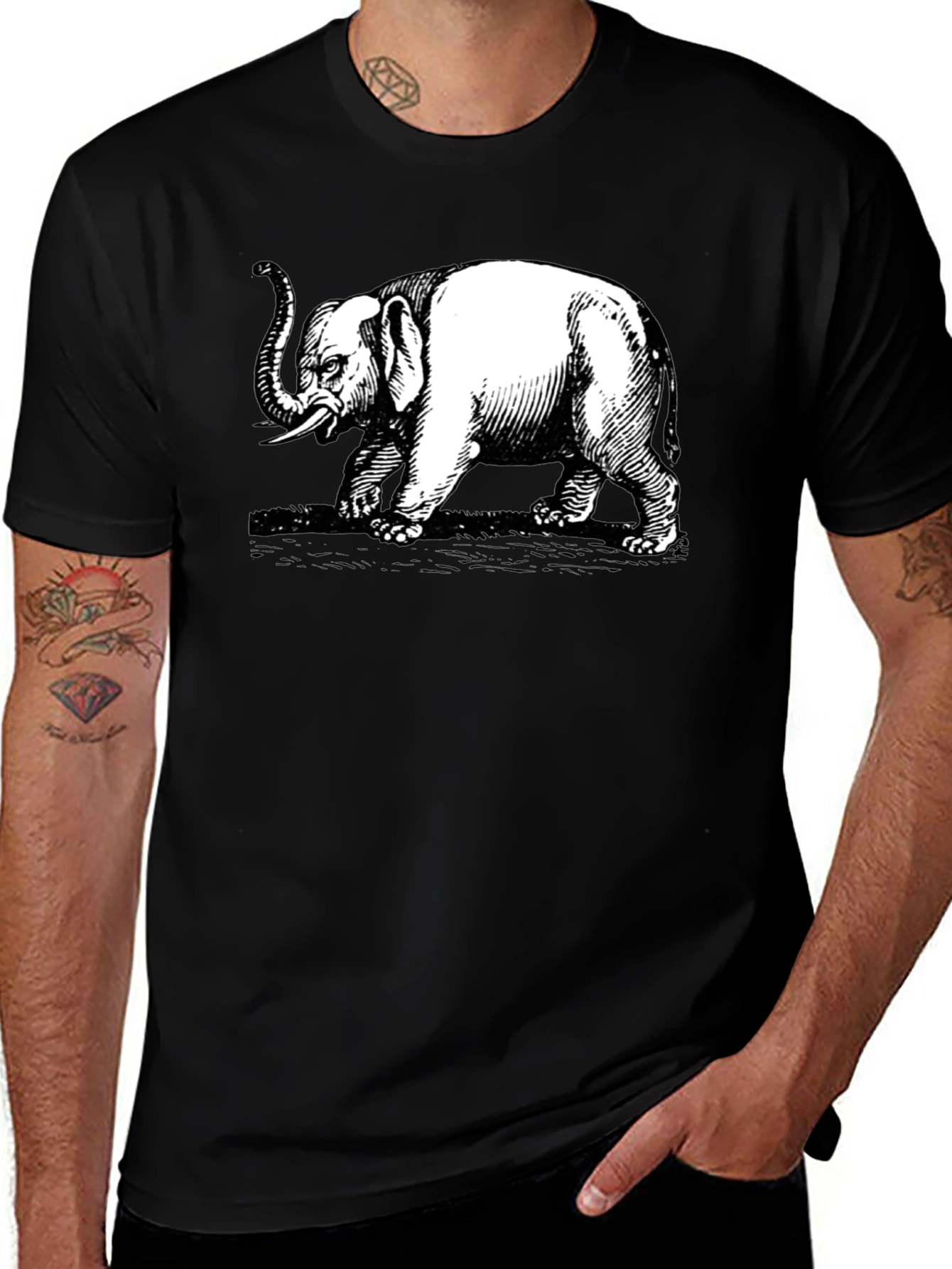 Variant 10 of Elephant Graphic Black T-Shirt