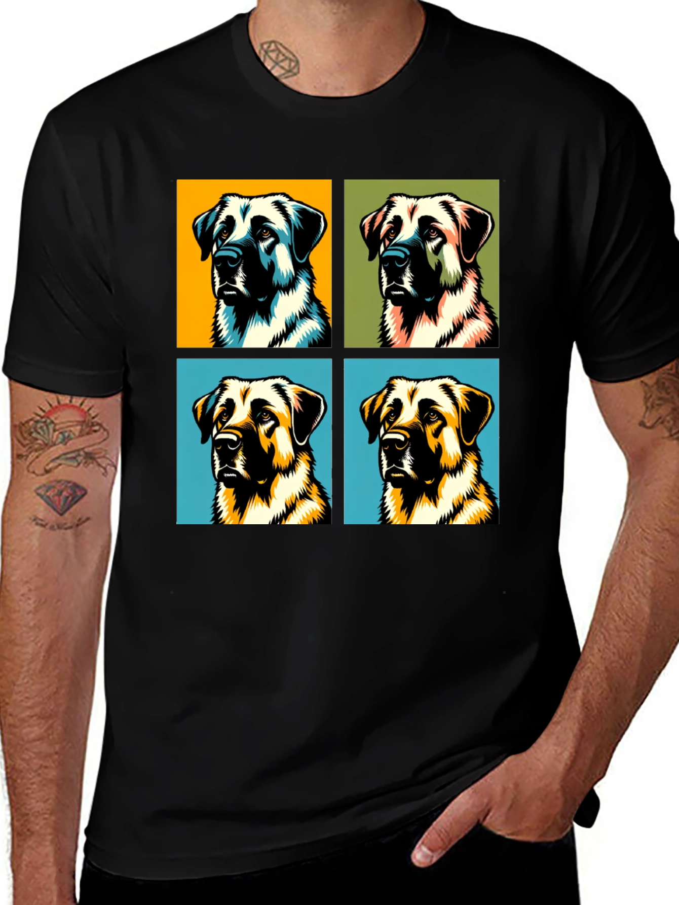 Variant 23 of Dog Pop Art Black T-Shirt