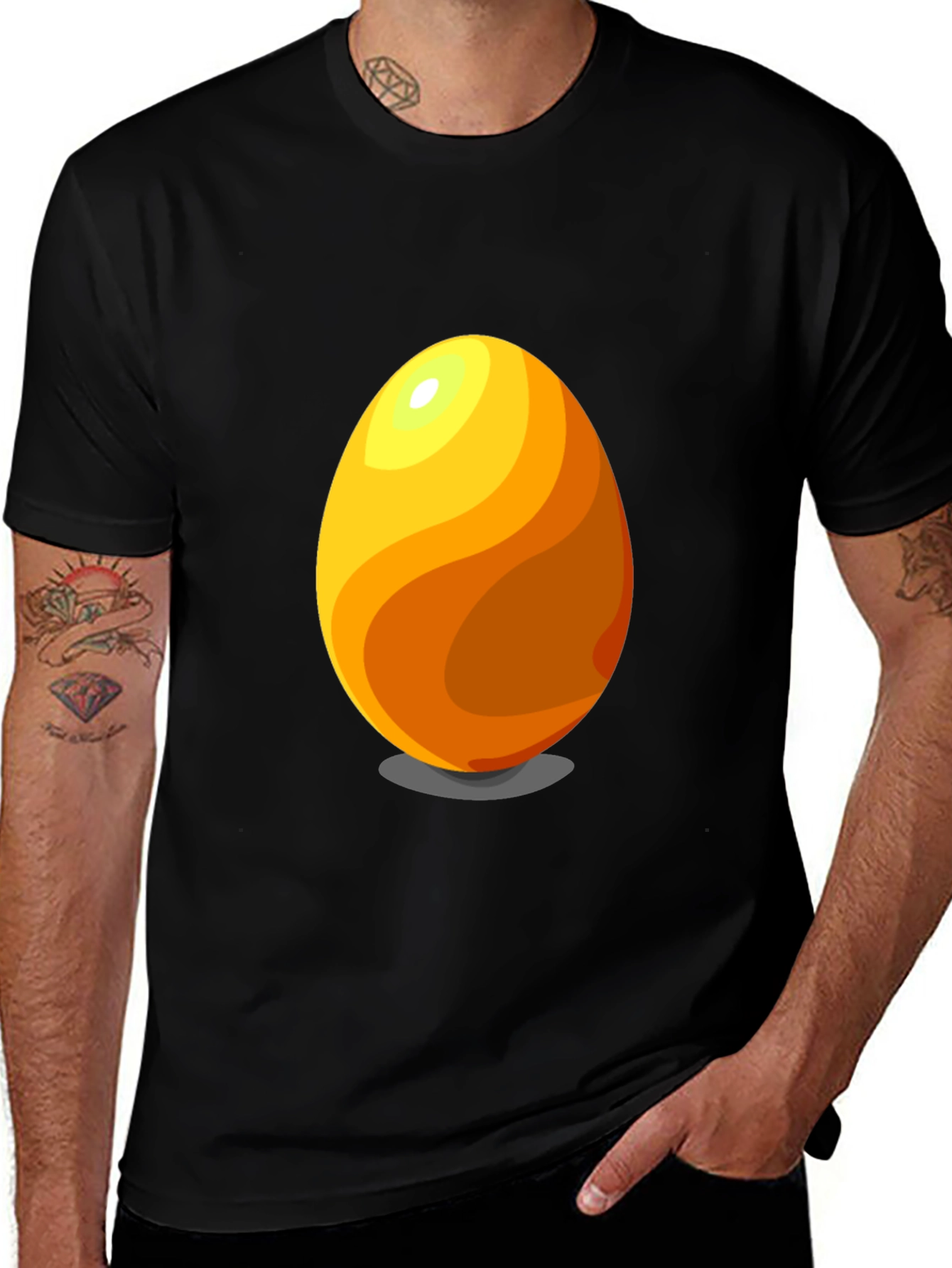 Variant 25 of Egg Graphic Tee - Casual Black Cotton T-Shirt