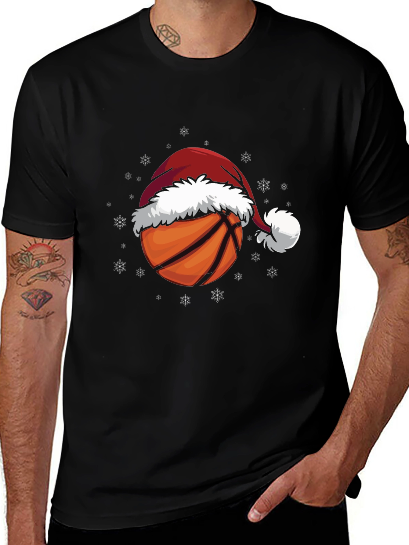 Variant 17 of Basketball Santa Hat Graphic Tee