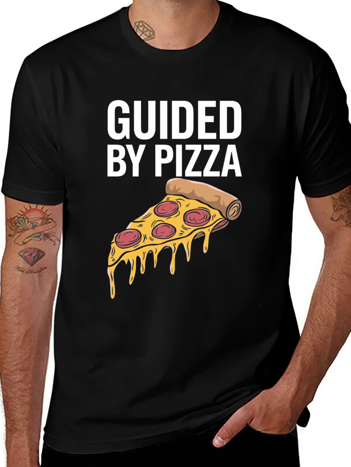 Variant 17 of Guided By Pizza Graphic Tee - Casual Style