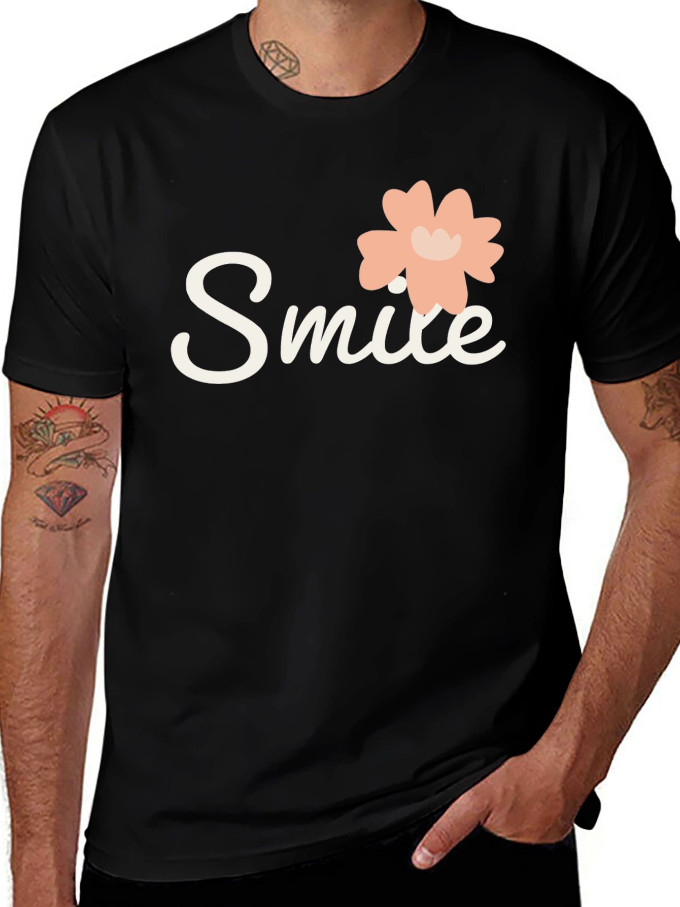 Variant 5 of Smile Graphic Tee - Black Cotton T-Shirt