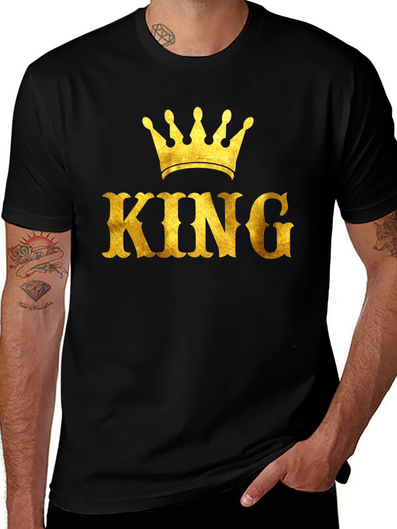 Variant 26 of King Crown Gold Print Black T-Shirt