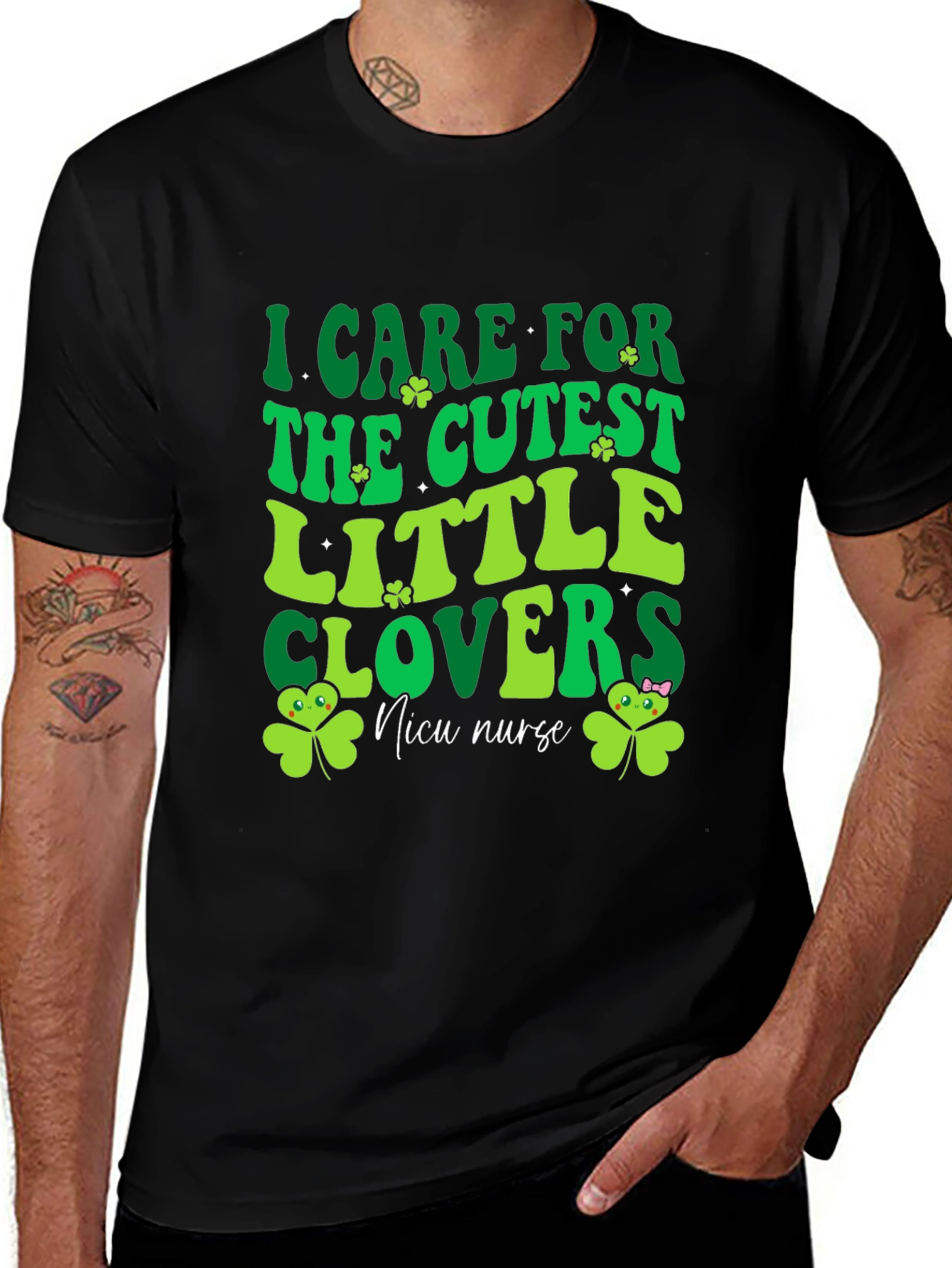 I Care for the Cutest Little Clovers NICU Nurse St Patrick's Day T-Shirt