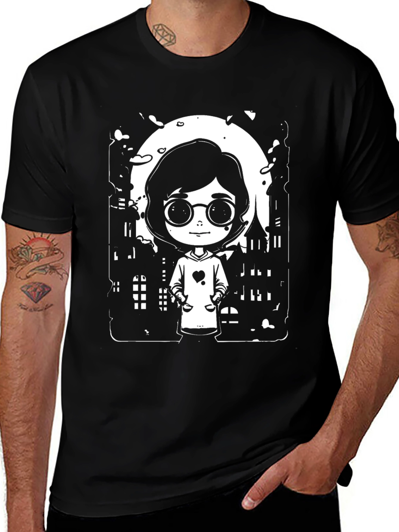 Variant 7 of Cartoon Girl Halloween T-Shirt - Spooky Season Style