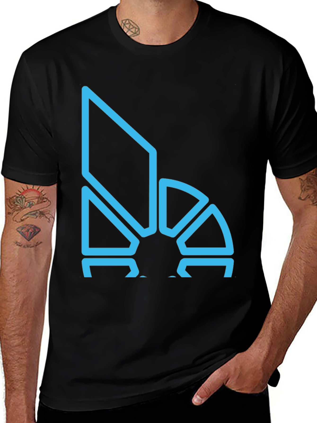 Variant 30 of Geometric Blue Logo Black T-Shirt