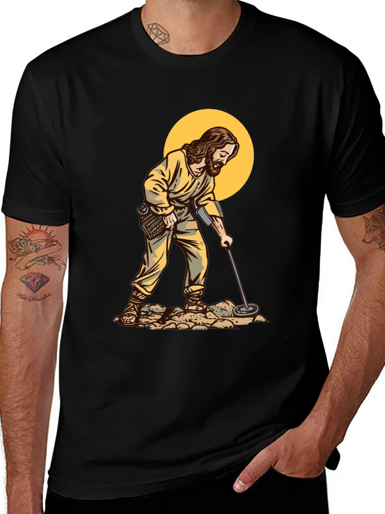 Variant 6 of Jesus Metal Detecting Humor T-Shirt