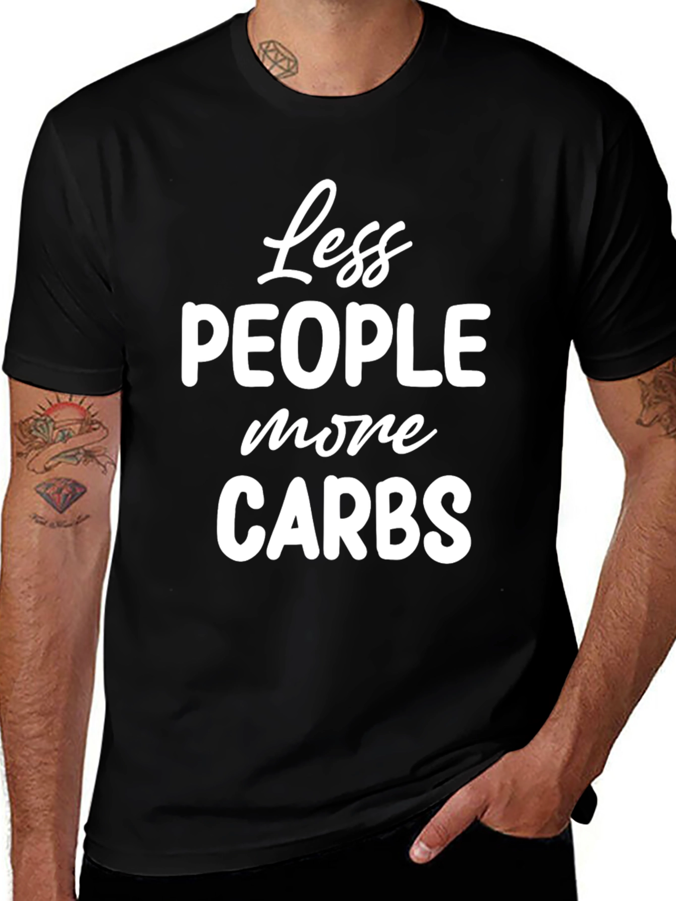 Variant 19 of Less People More Carbs Graphic Tee -  Comfortable Unisex T-Shirt