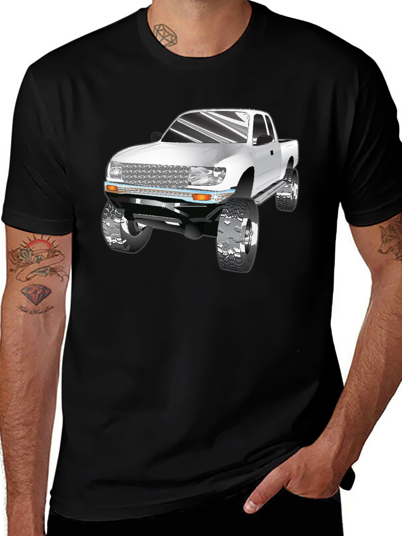 Variant 15 of Truck Graphic Tee - Black Cotton T-Shirt