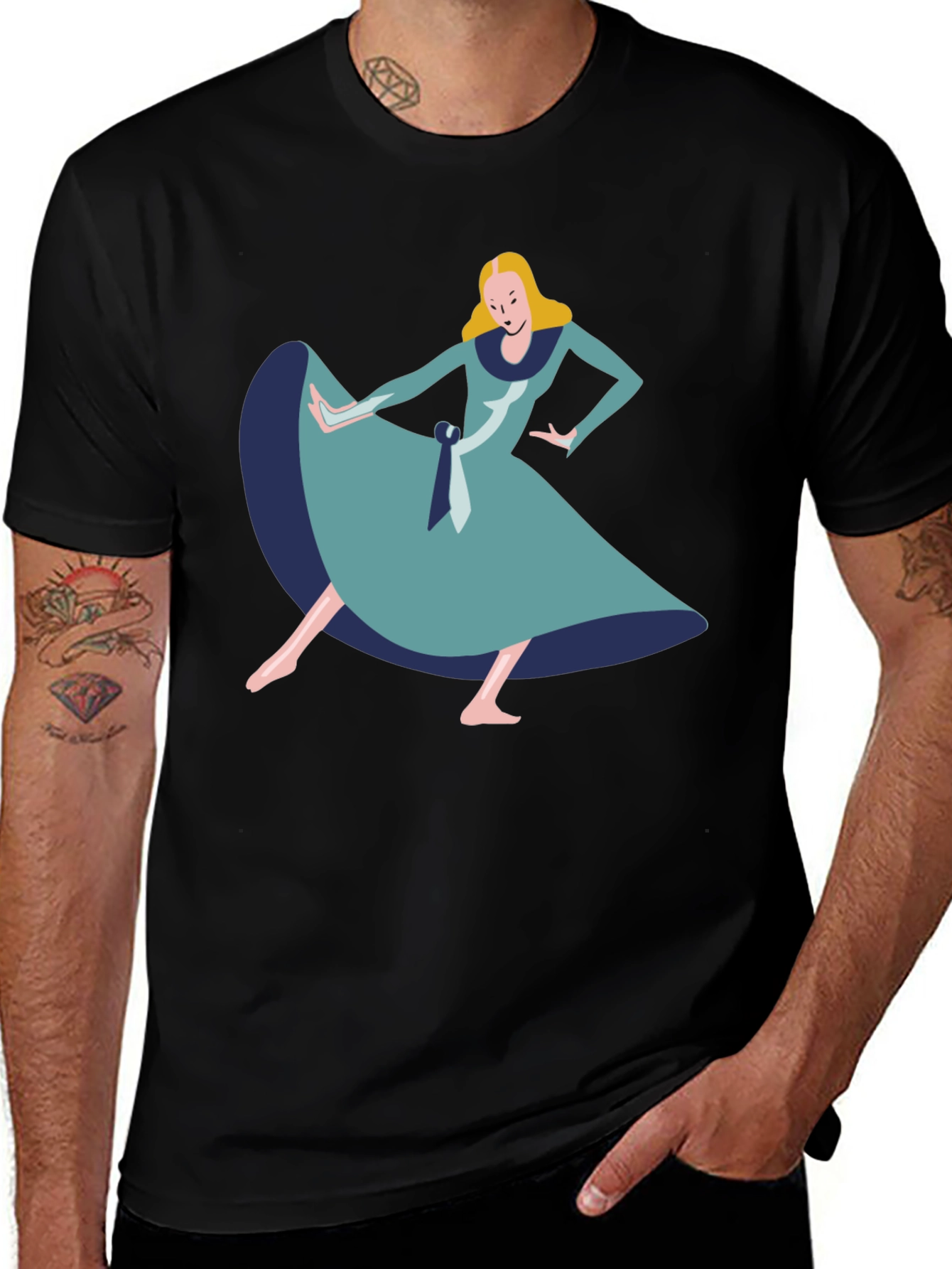 Variant 11 of Alice in Wonderland Style Graphic Tee - Black