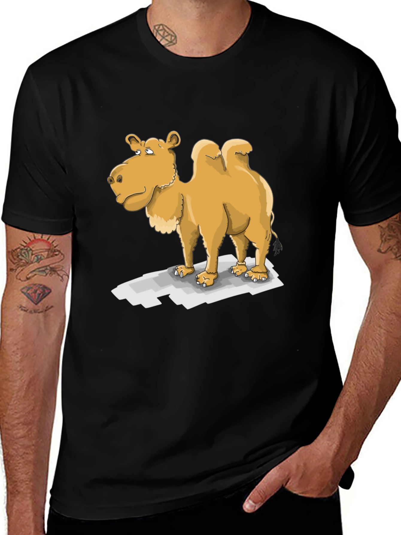 Variant 30 of Camel Cartoon Graphic Tee - Black T-Shirt