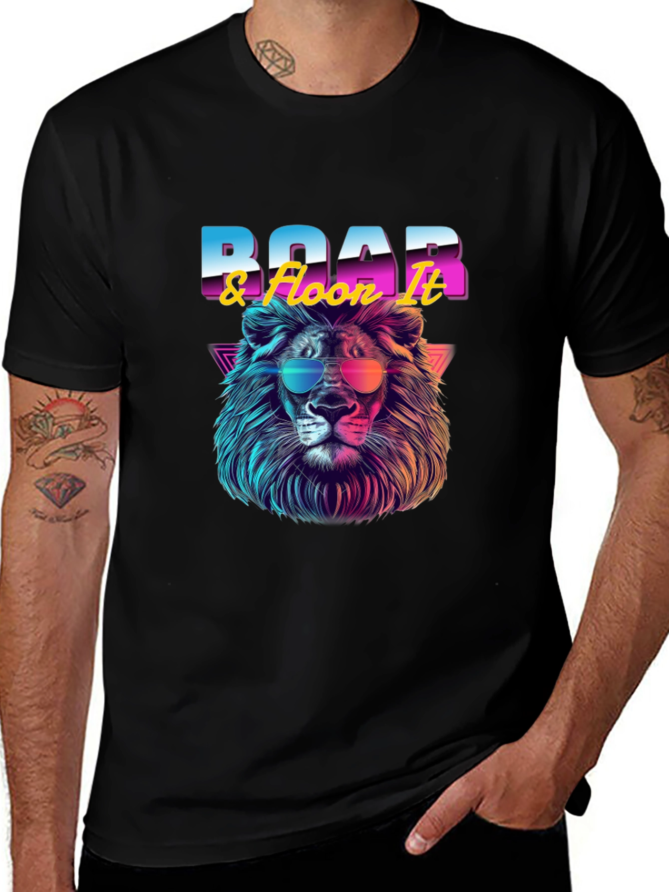 Variant 4 of Roar & Floor It Graphic Tee - Retro Lion T-Shirt