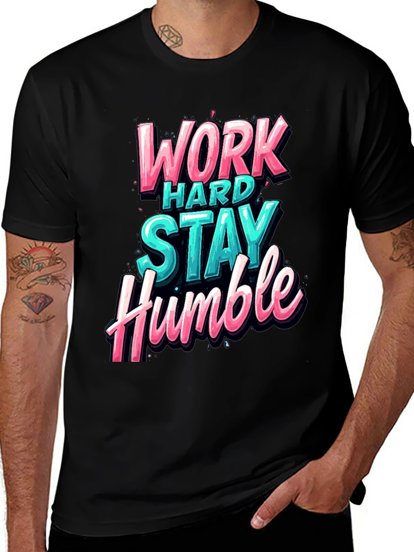 Variant 5 of Work Hard Stay Humble Graphic Tee - Black