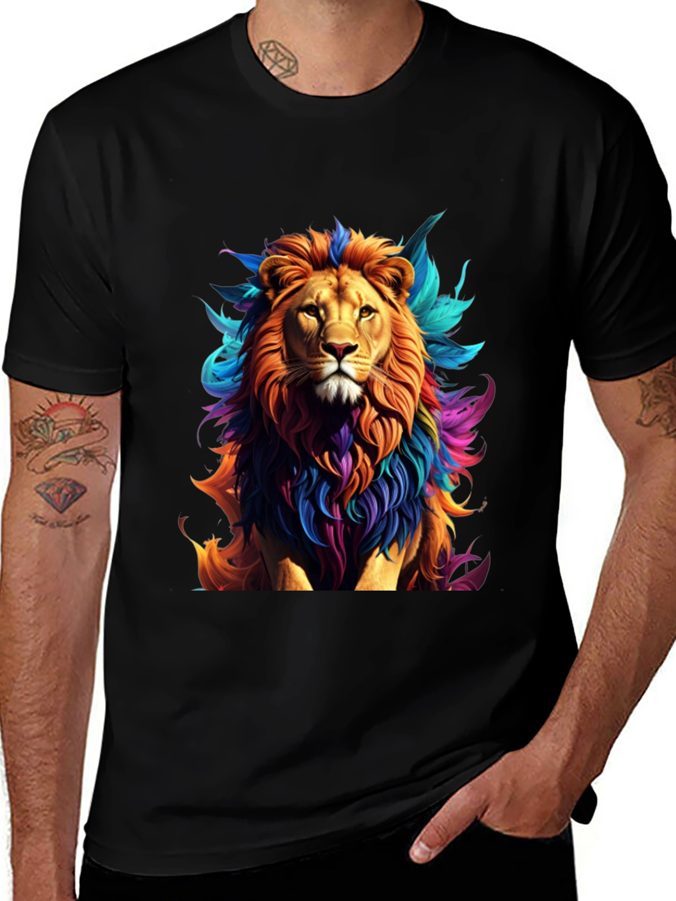 Variant 13 of Colorful Lion Graphic Tee - Bold Animal Print
