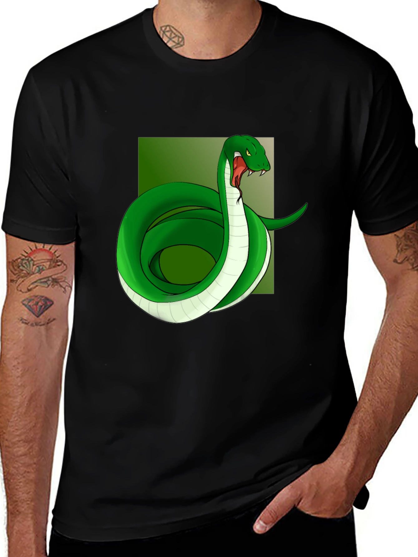 Variant 2 of Snake Graphic Print Black T-Shirt