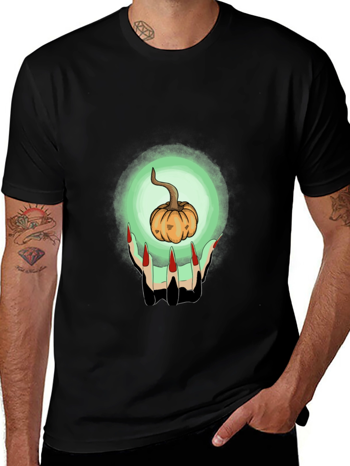Variant 5 of Pumpkin Witch Hands Graphic Tee