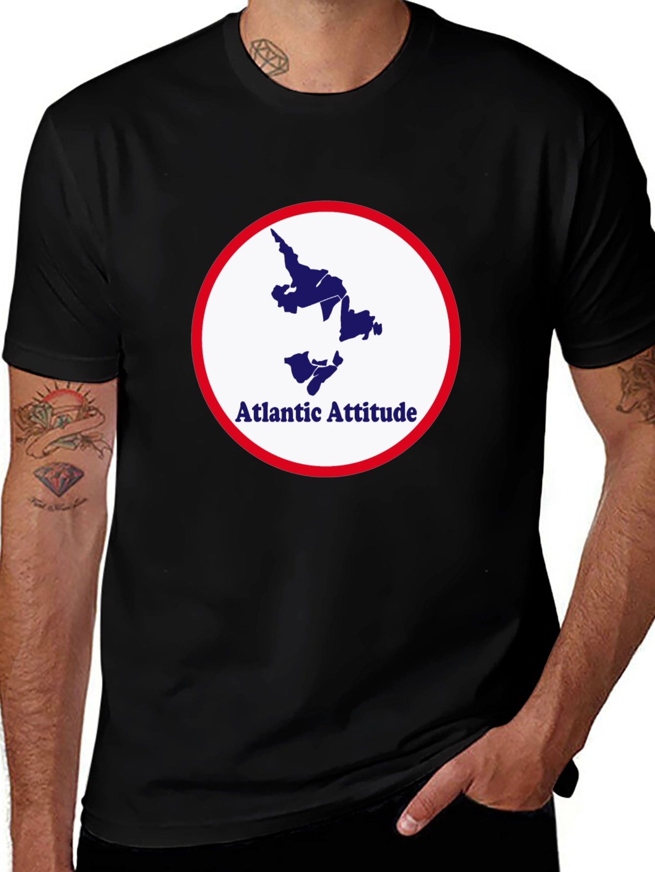 Atlantic Attitude Graphic Tee - Stylish Black T-Shirt