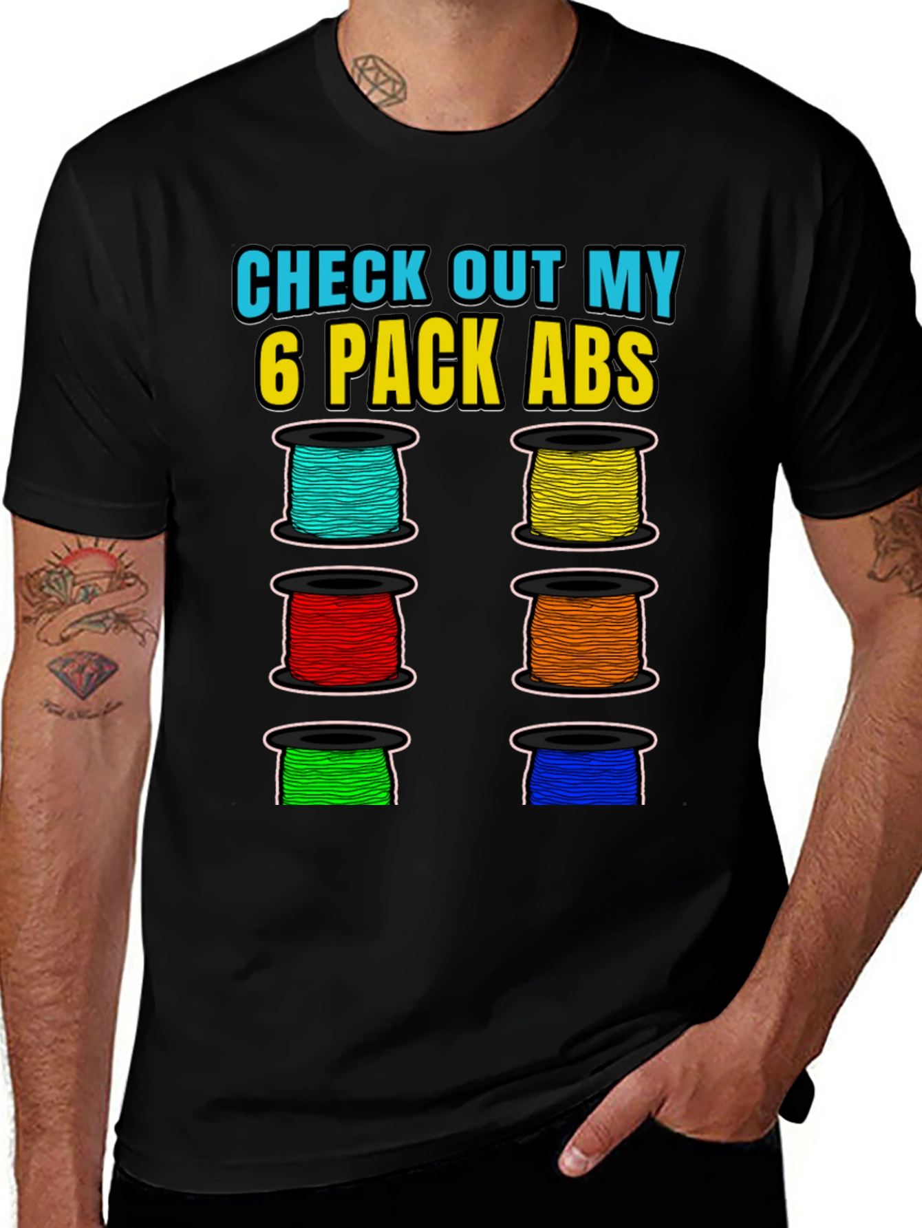 Variant 15 of Check Out My 6 Pack Abs - Funny Thread Spooling T-Shirt