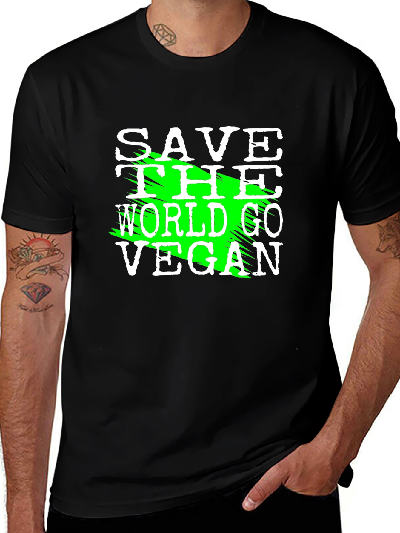 Variant 4 of Save the World Go Vegan Black T-Shirt
