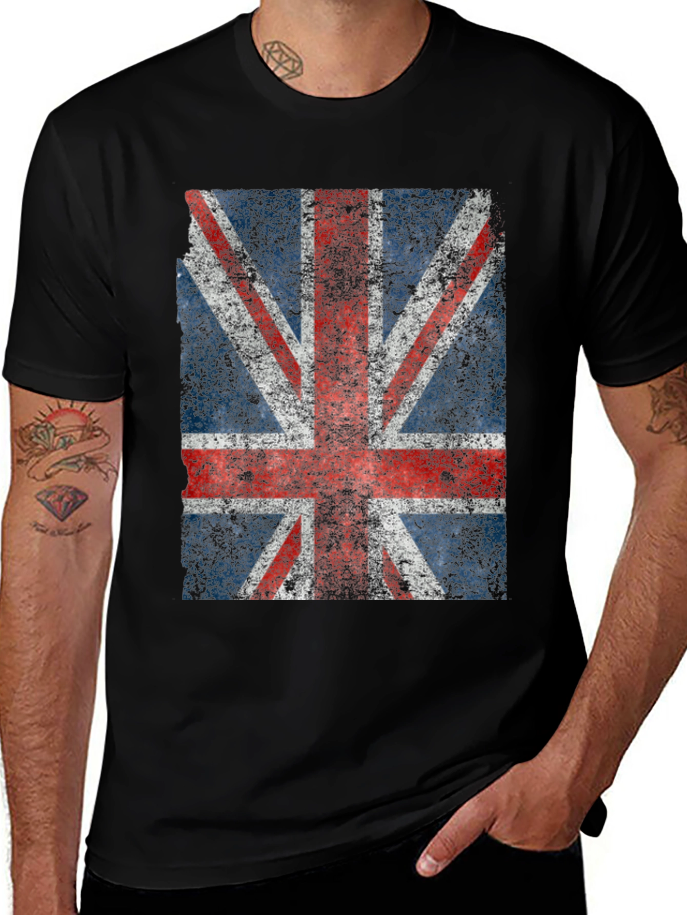 Union Jack Graphic Tee - Distressed British Flag Shirt
