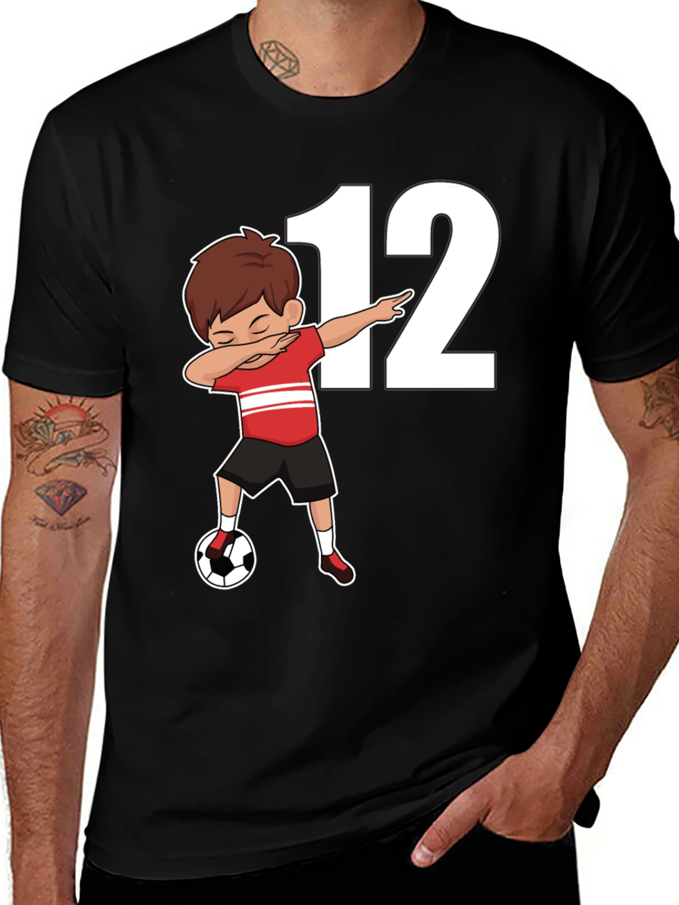 Variant 29 of Soccer Dabbing Boy Shirt - Number 12 Graphic Tee