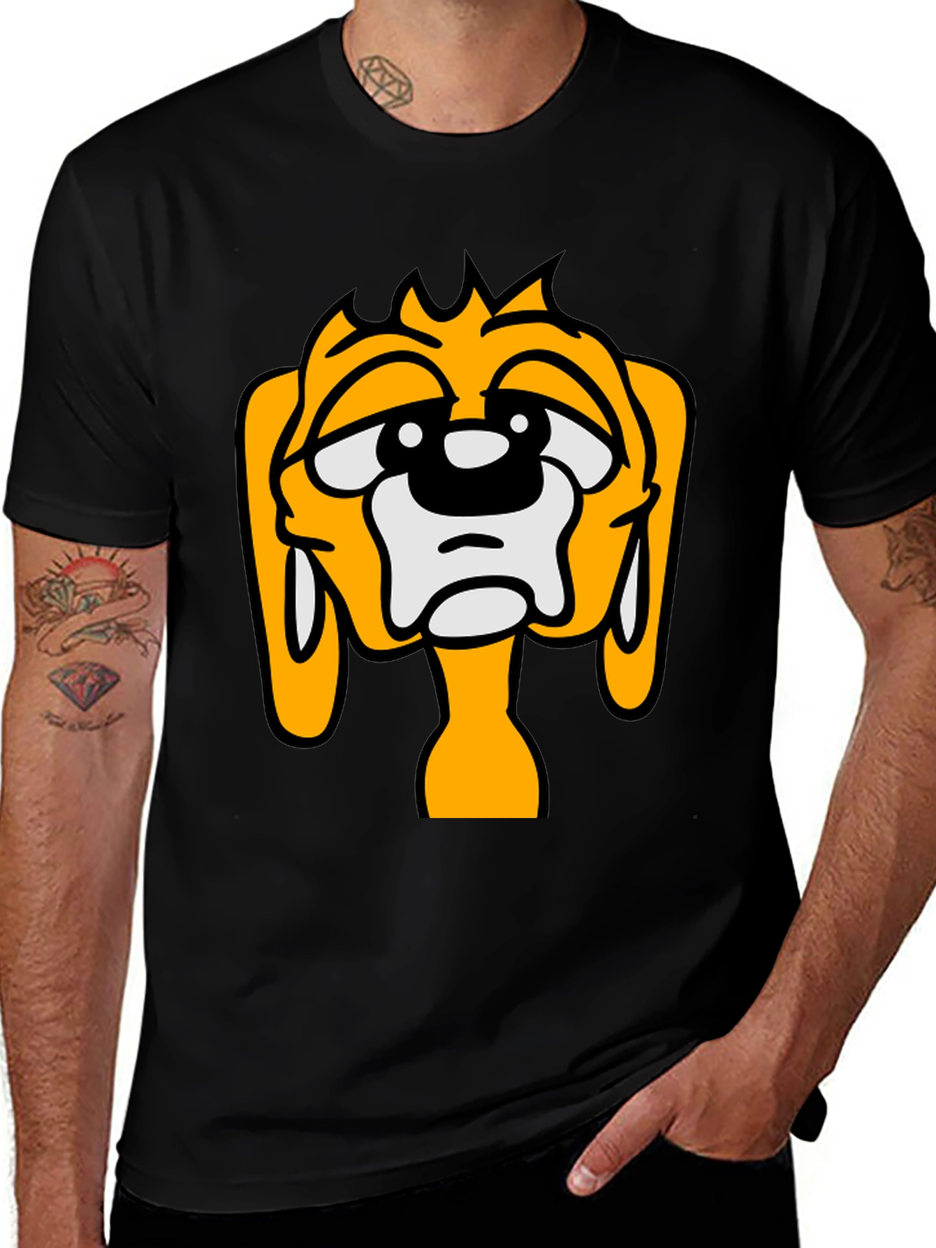 Variant 21 of Cartoon Dog Graphic Tee - Unisex Black T-Shirt