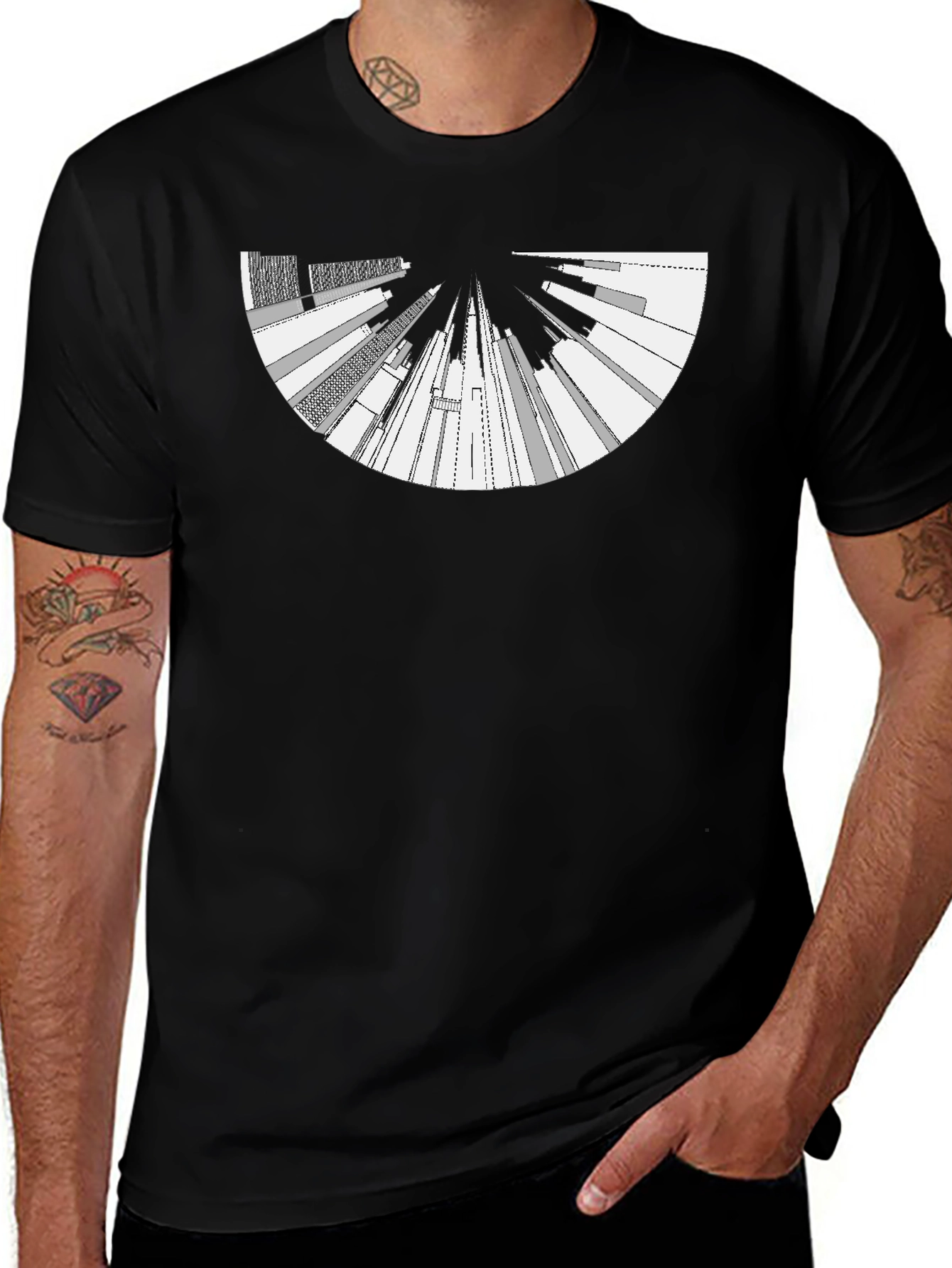 Variant 21 of Abstract Cityscape Black Graphic Tee
