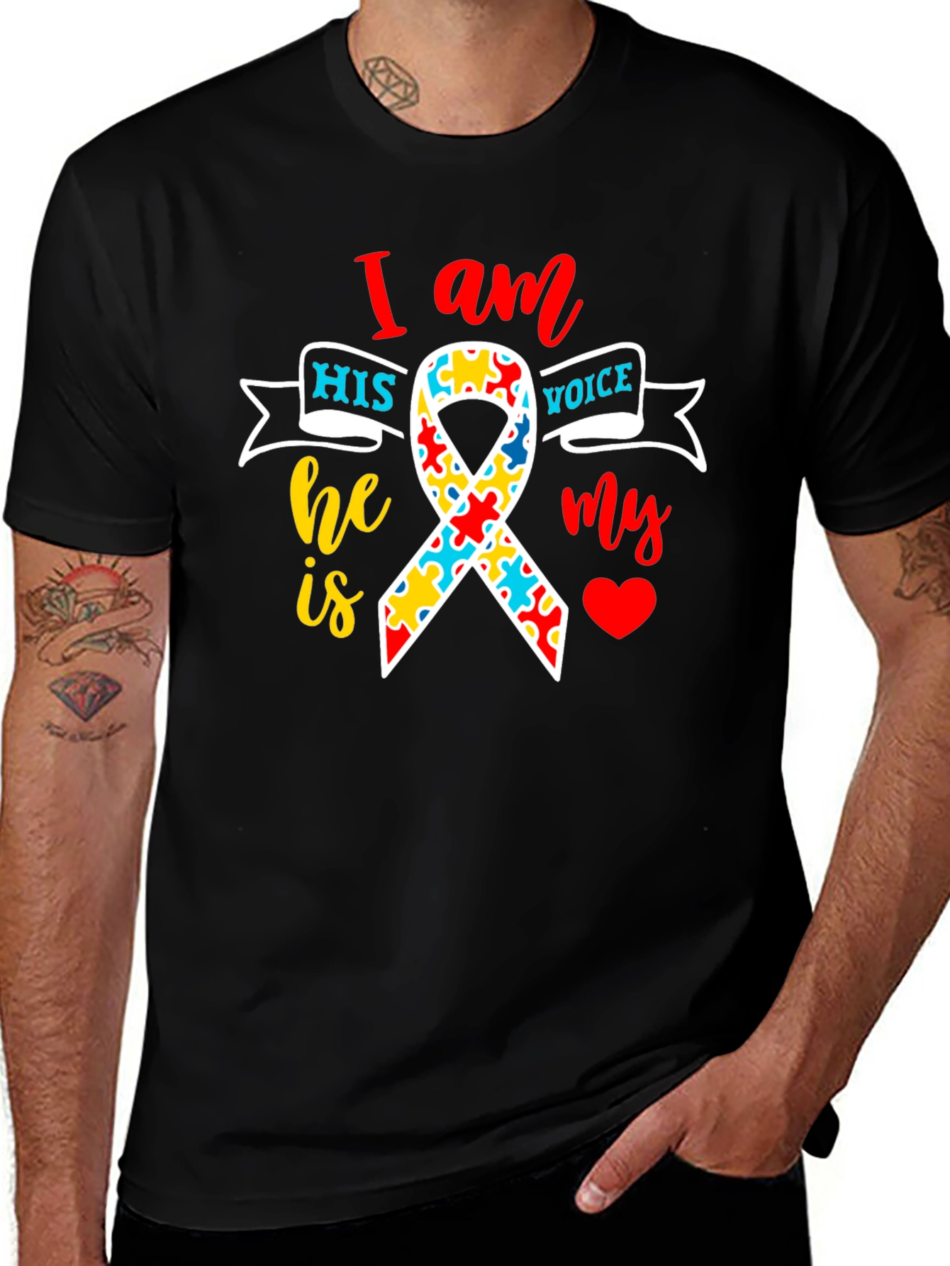 Variant 4 of I am His Voice Autism Awareness T-Shirt