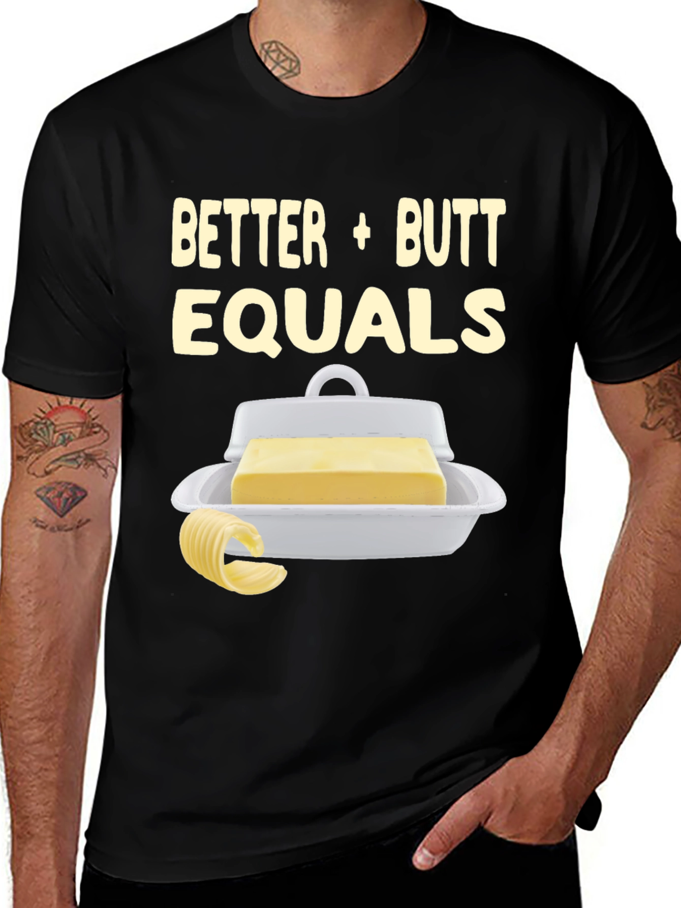 Variant 8 of Funny Butter Equals Better Butt Black T-Shirt