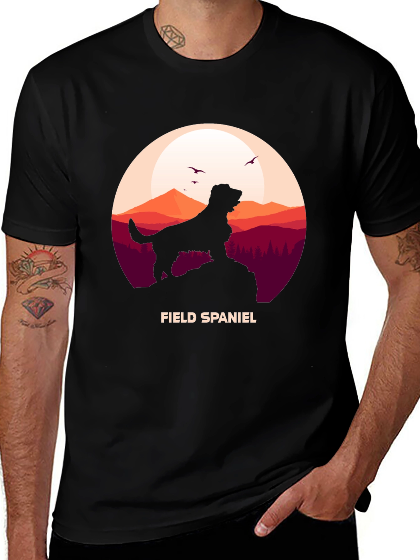 Field Spaniel Silhouette Graphic T-Shirt