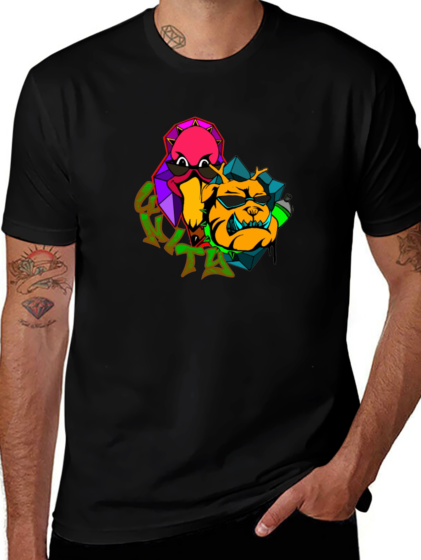 Variant 13 of Cool Cartoon Graphic Black T-Shirt