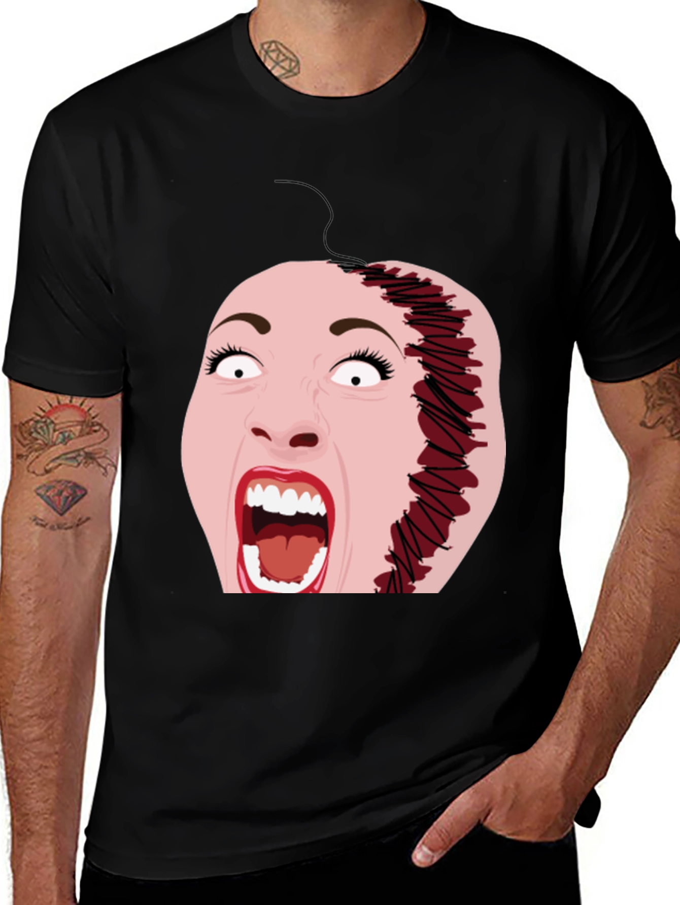 Variant 10 of Horror T-Shirt with Stitched Face Graphic
