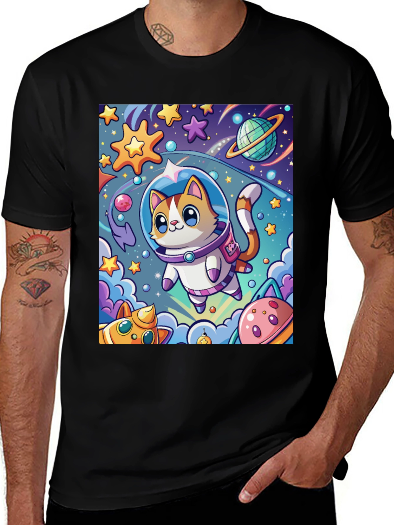 Variant 12 of Cartoon Cat Astronaut Unisex T-Shirt