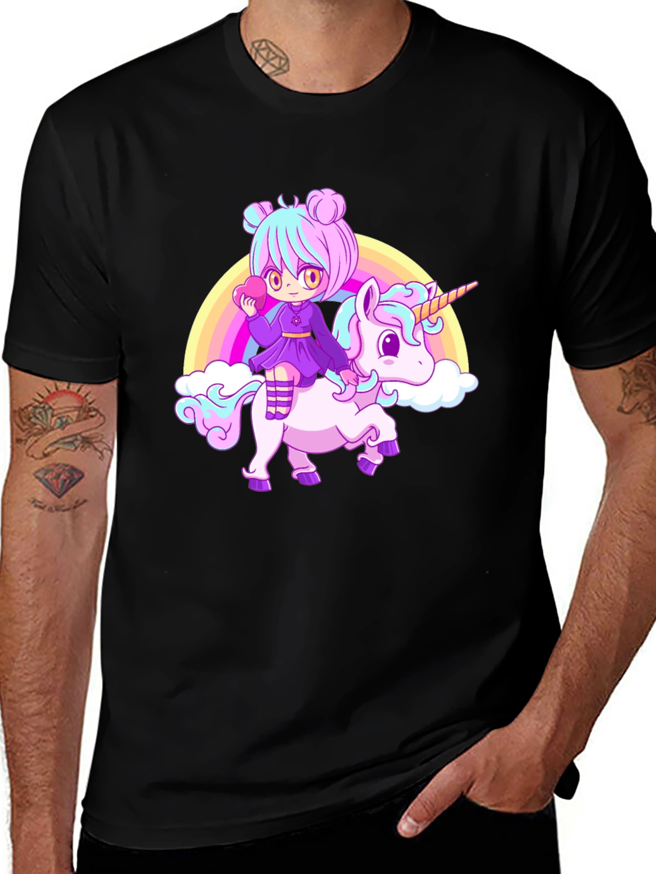 Variant 19 of Anime Girl Unicorn Rainbow T-Shirt