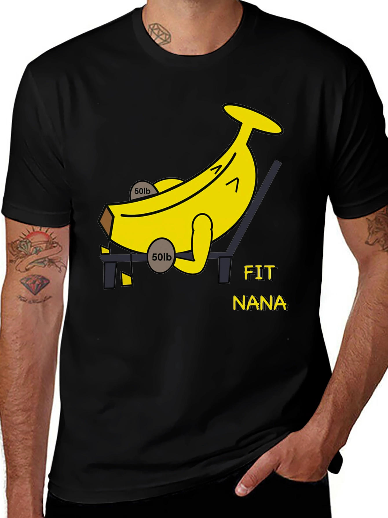 Variant 6 of Fit Nana Banana Workout Black T-Shirt