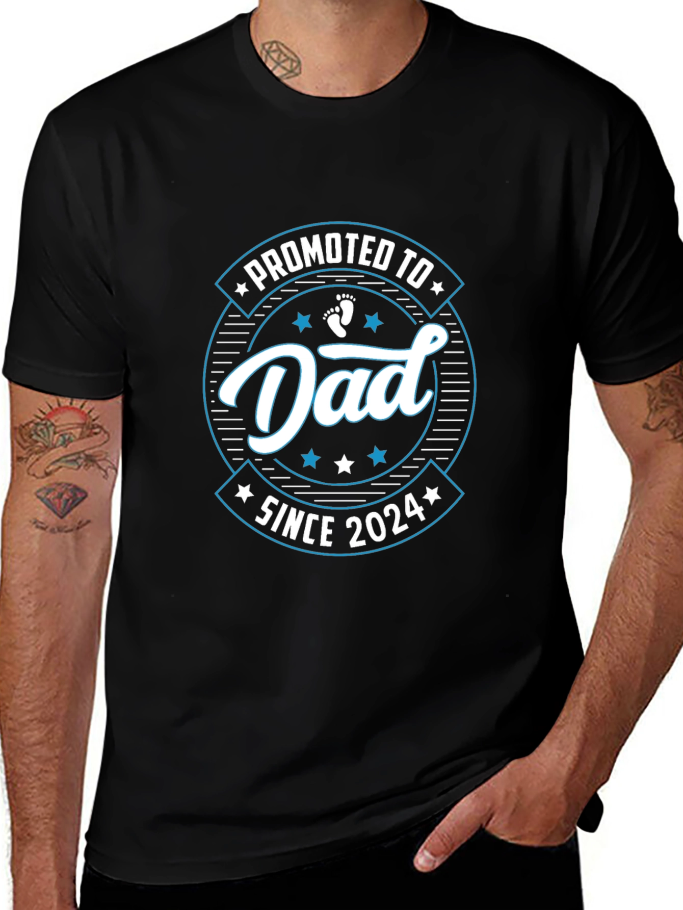 Variant 17 of Promoted to Dad Since 2024 Black T-Shirt