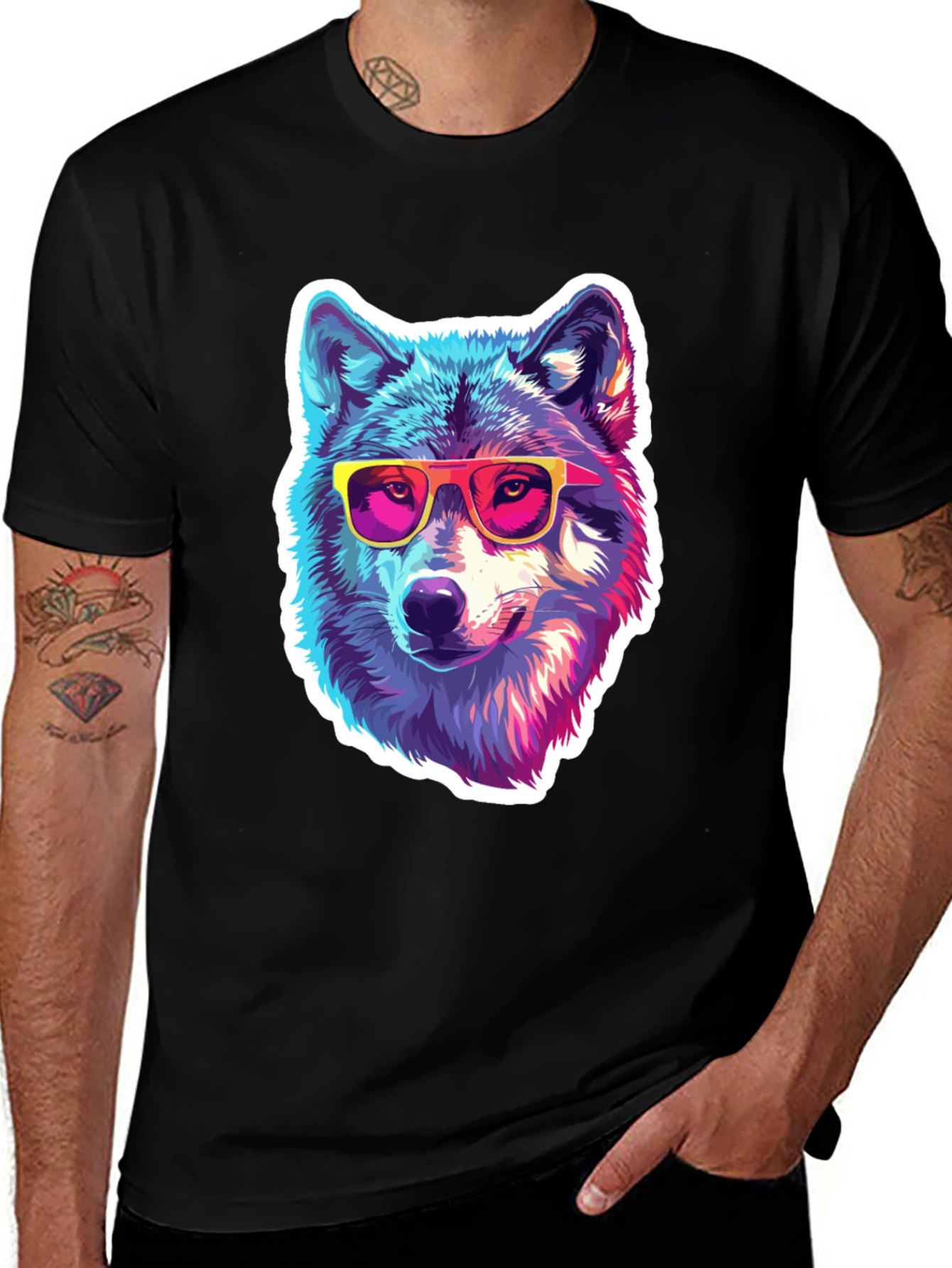 Variant 15 of Cool Wolf Graphic Tee - Funky Animal Shirt
