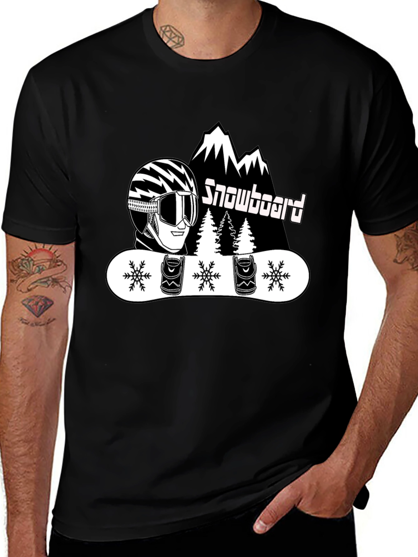 Variant 29 of Snowboard Graphic Black T-Shirt