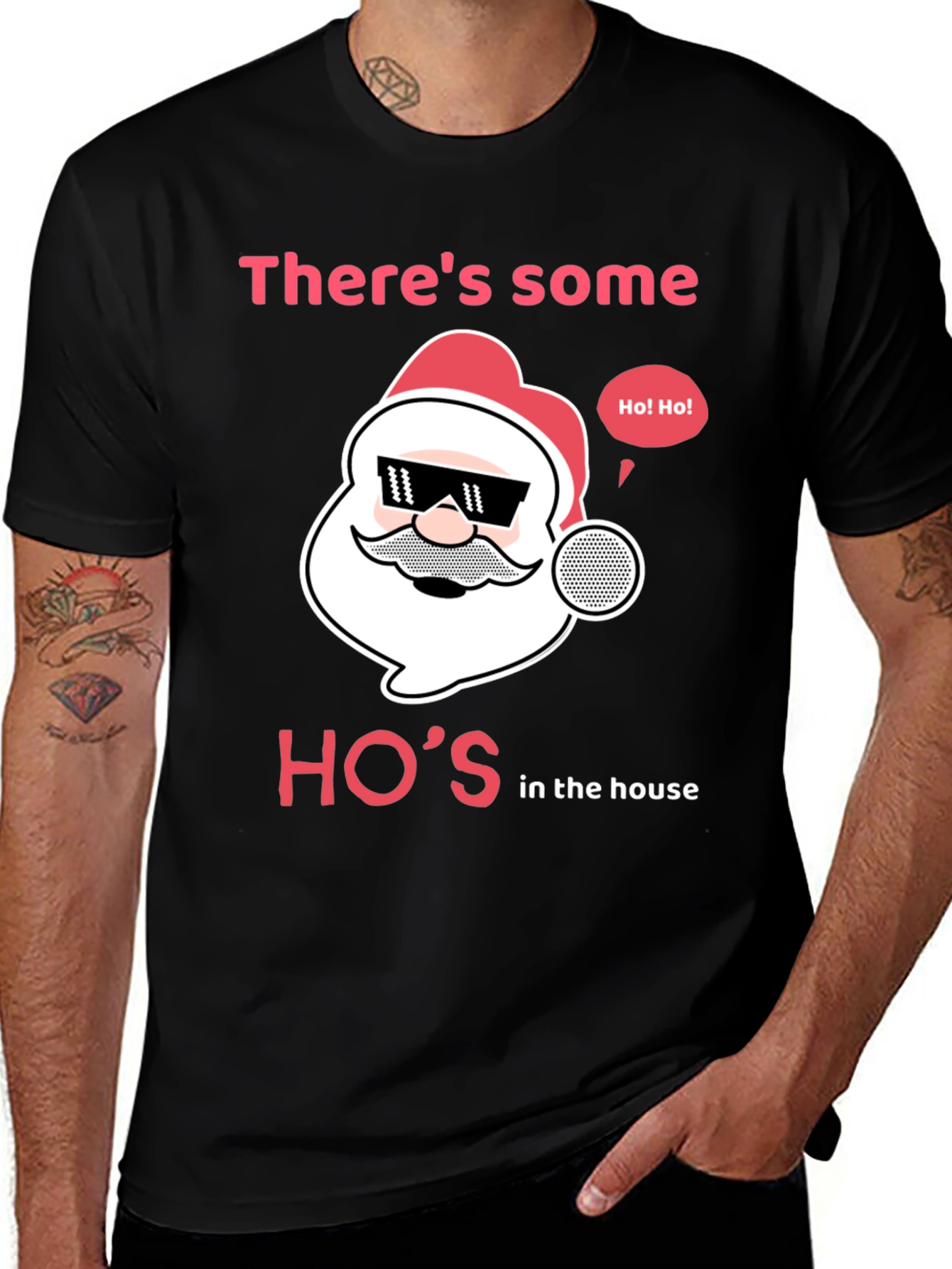 Funny Christmas Santa "Ho's in the House" T-Shirt