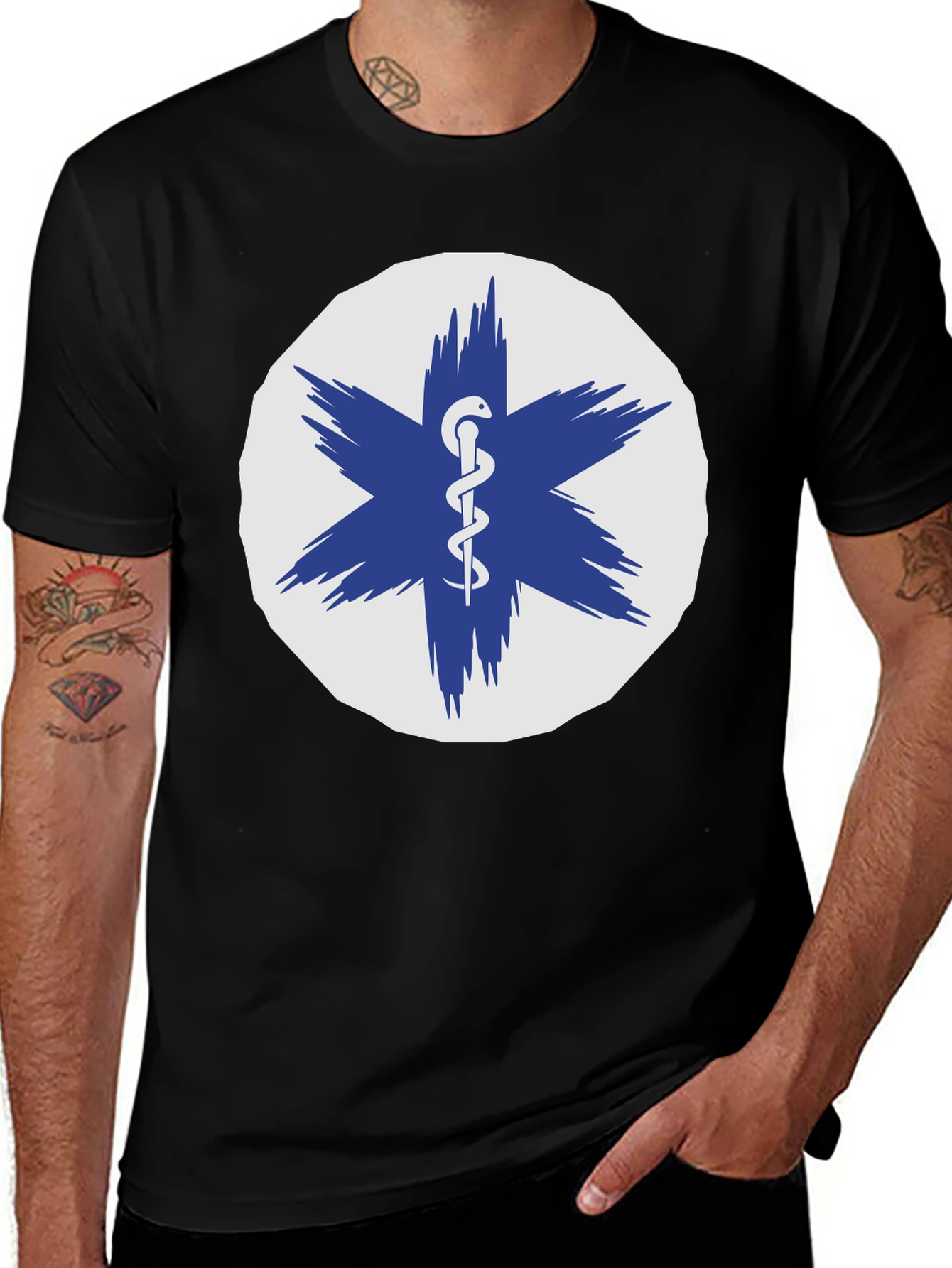 Variant 7 of Medical Star of Life Black T-Shirt