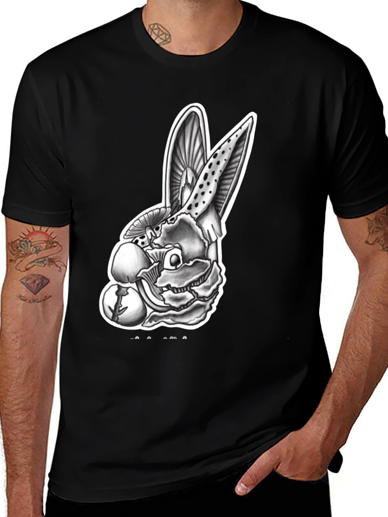 Variant 24 of Mushroom Rabbit Graphic Tee - Unique Design