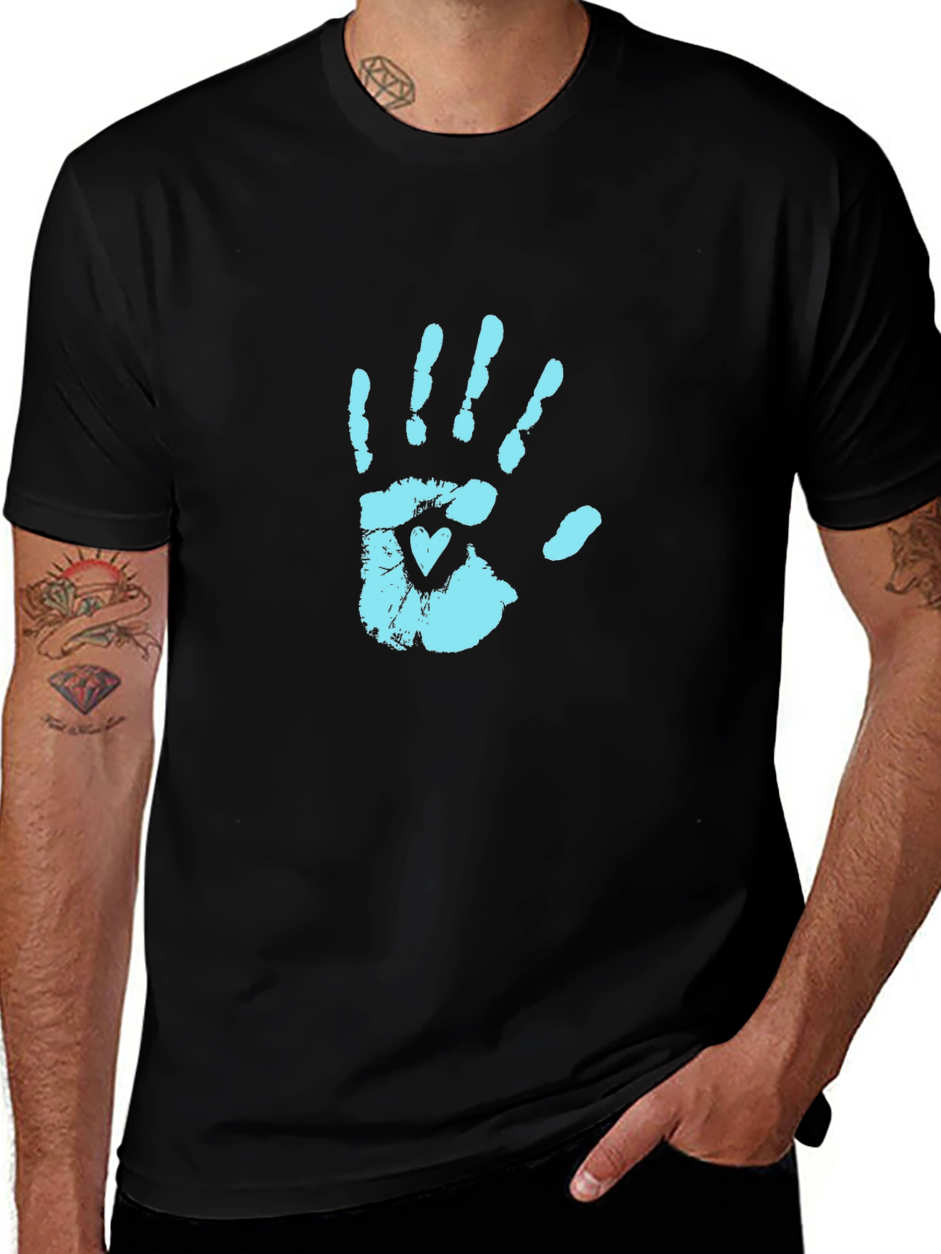 Variant 23 of Handprint Heart Graphic Tee - Casual Style