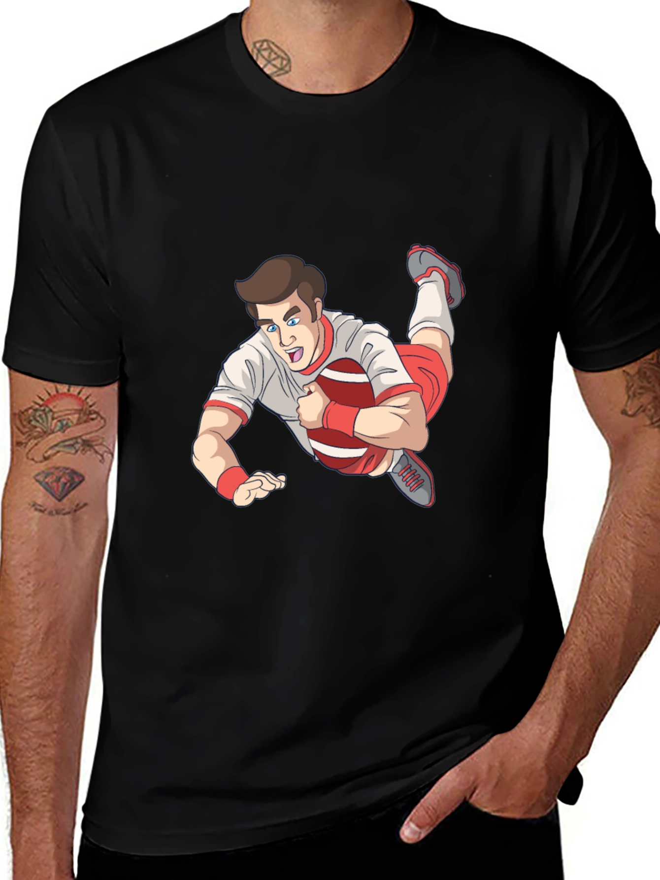 Variant 21 of Rugby Cartoon Graphic T-Shirt