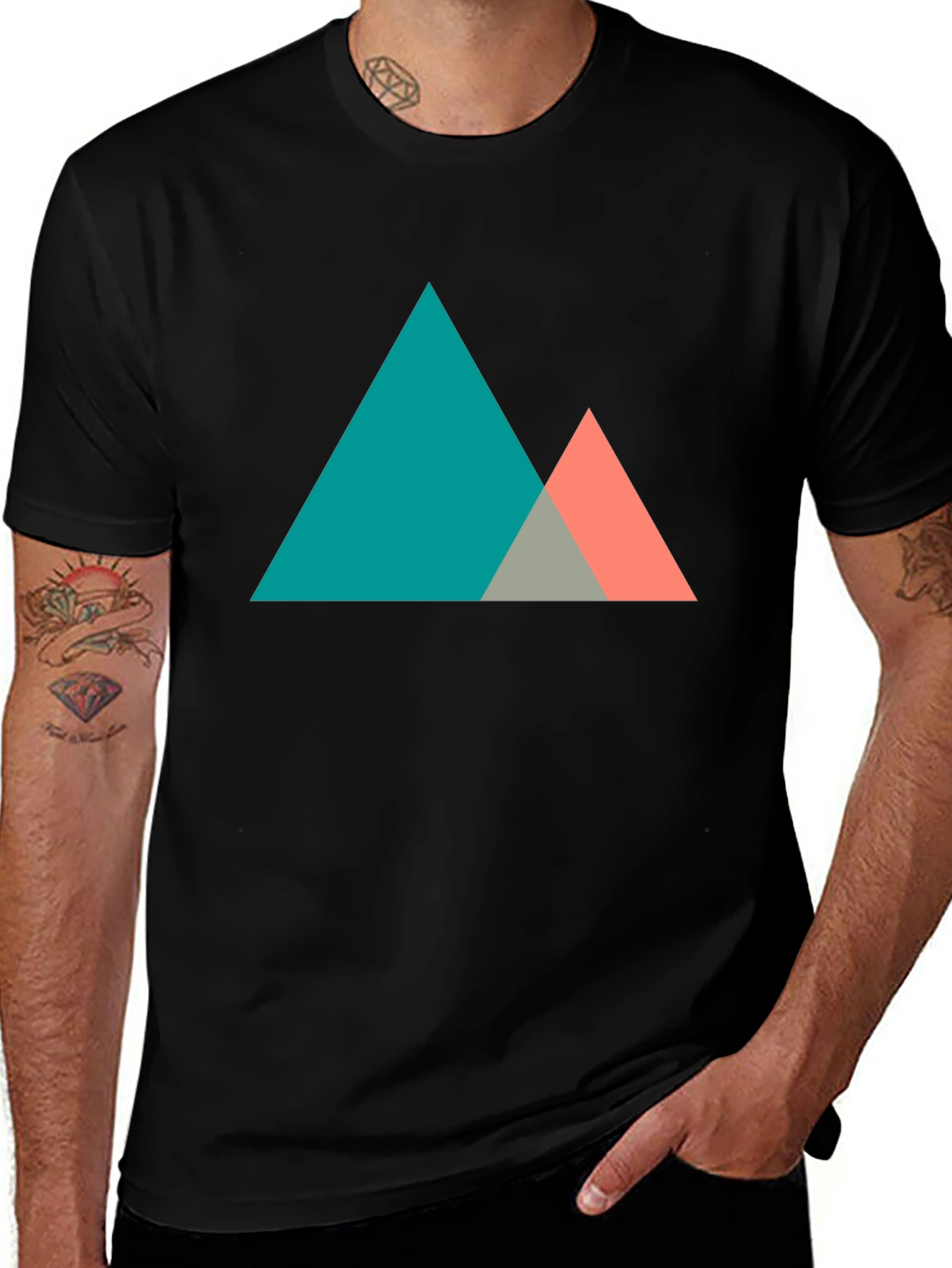 Variant 15 of Geometric Mountain Graphic Tee - Modern Black T-Shirt