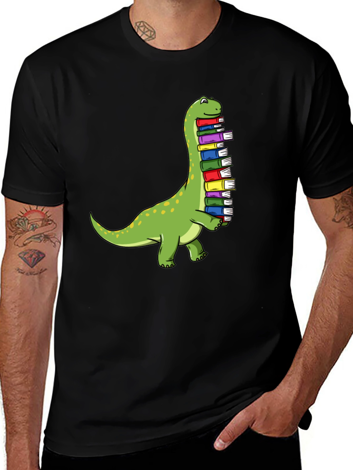 Variant 16 of Dino Bookworm Tee - Cute Dinosaur Reading T-Shirt