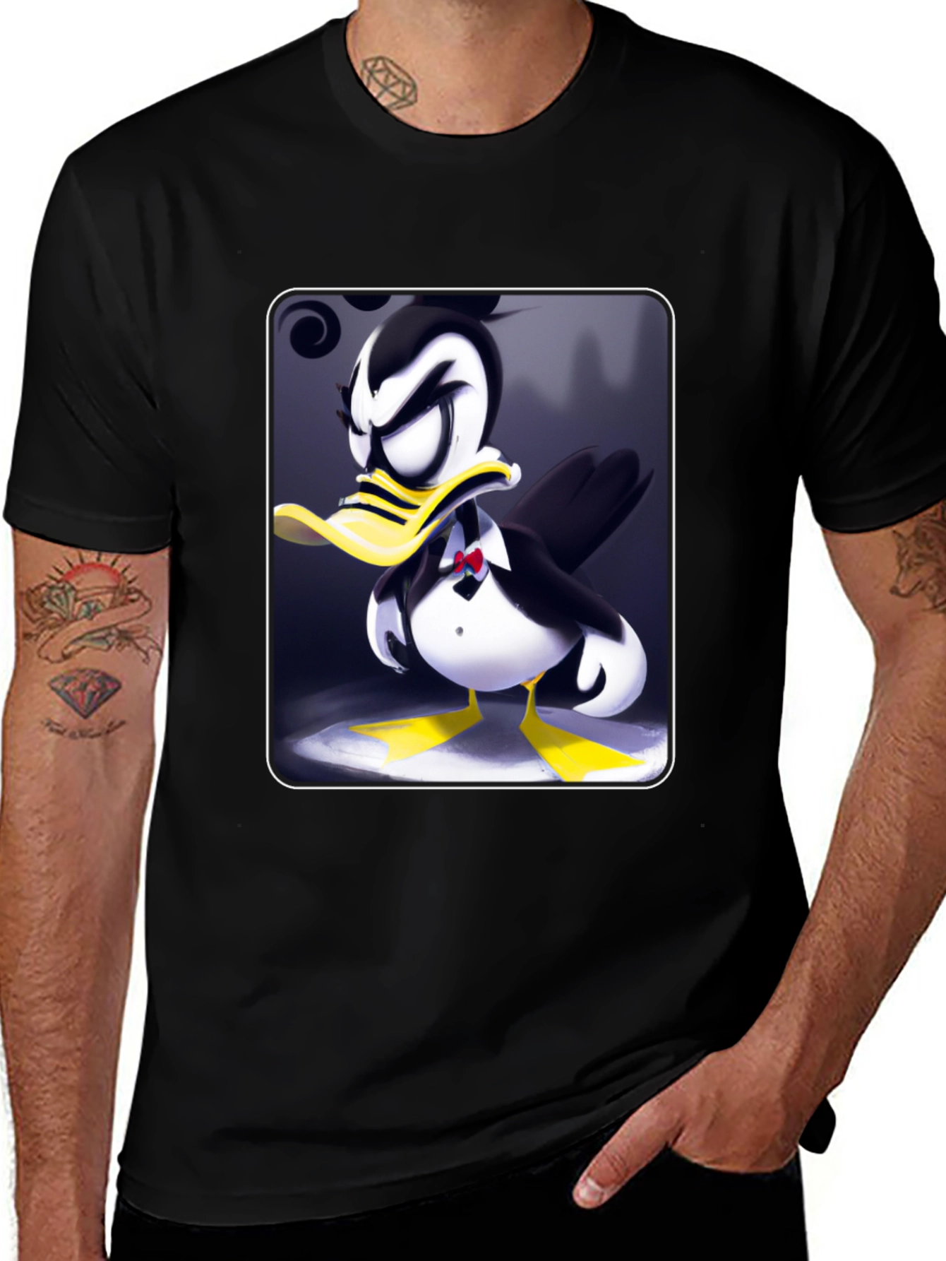 Variant 7 of Tuxedo Duck Graphic Tee - Cartoon Style